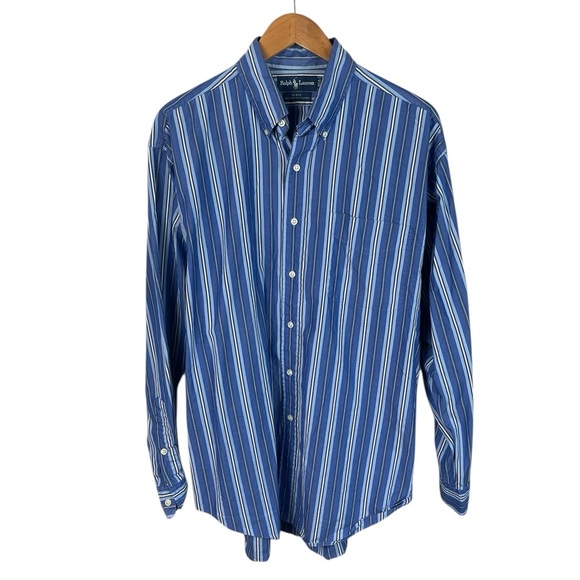 BF1446 Men’s Polo Ralph Lauren Designer Blake Striped Button Down Shirt L - Picture 1 of 4